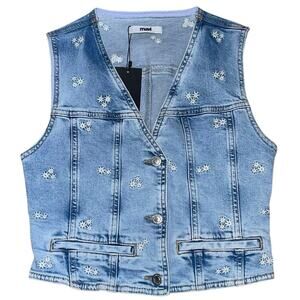 Mavi Denim Embroidered Vest Merlin Bloom